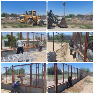 عملیات بازسازی و ترمیم زمین فوتبال ساحلی