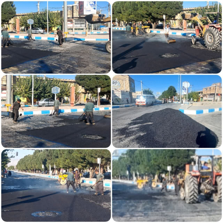 تداوم  عملیات زیر سازی و  آسفالت معابر خاکی  و لکه گیری ترانشه های سطح شهر