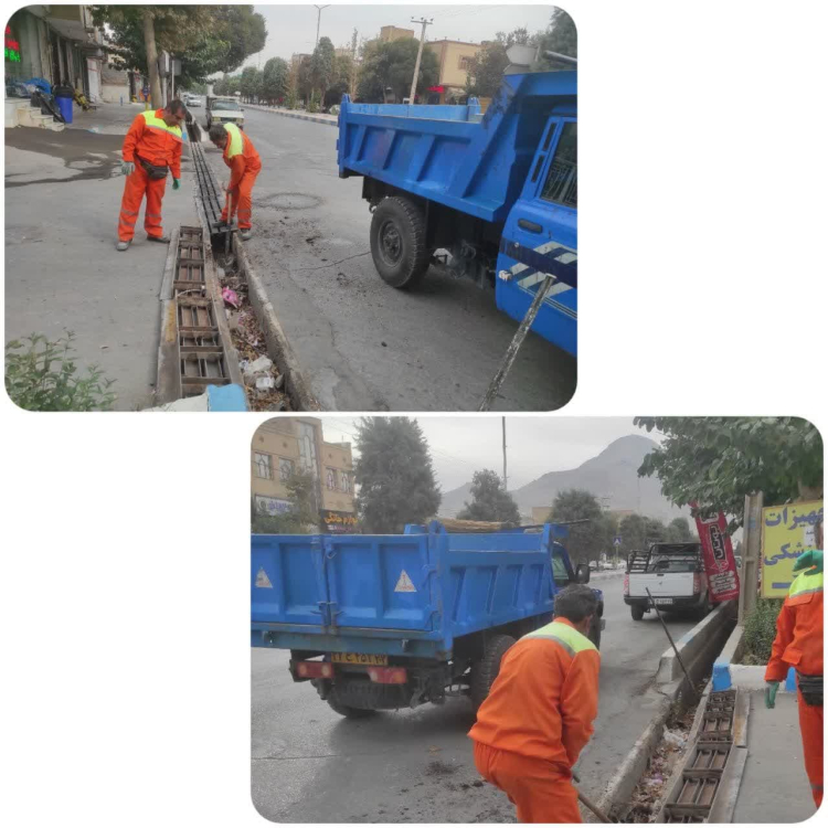 لایروبی جوی ها  بلوار و معابر سطح شهر در راستای روان‌سازی آب ها بر اثر باران در فصل بارش الهی