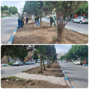 عملیات زیر سازی اصلاح رفیوژ وسط بلوار امام خمینی(ره)